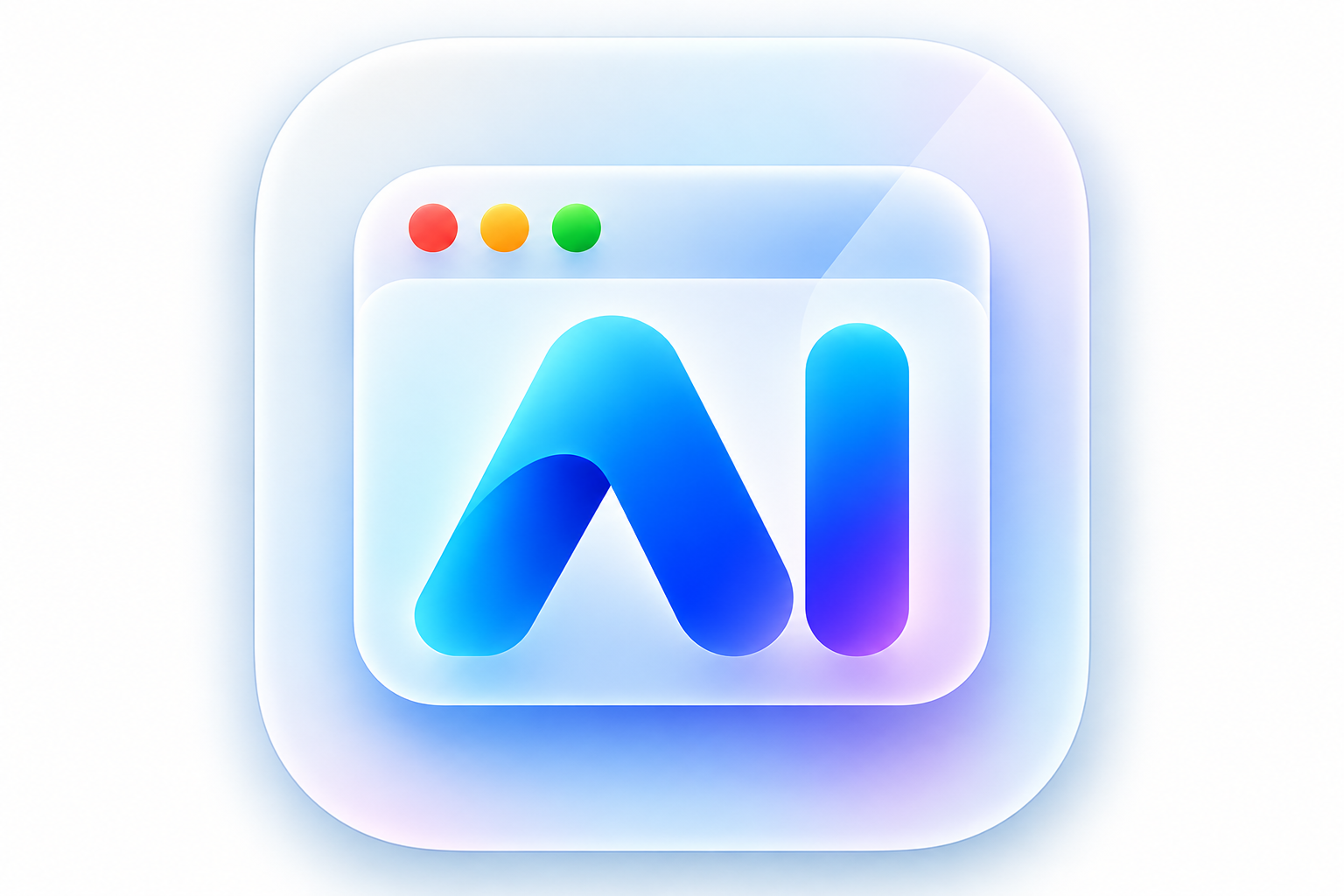 Frosted glass AI app window brand illustration